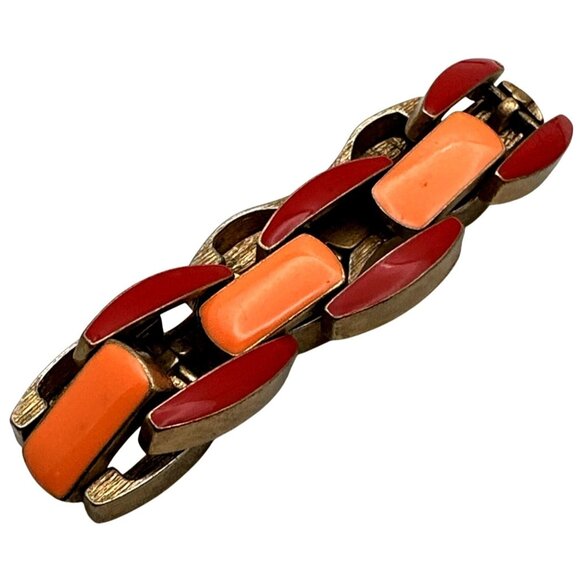 Mod Chic Enamel Colorblock Link Bracelet Multicolor Enamel Retro Inspired Casual - Picture 2 of 9